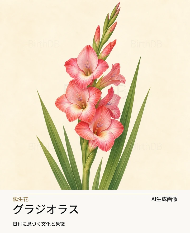 グラジオラス — BirthDBのシンボルイラスト(AI生成画像)