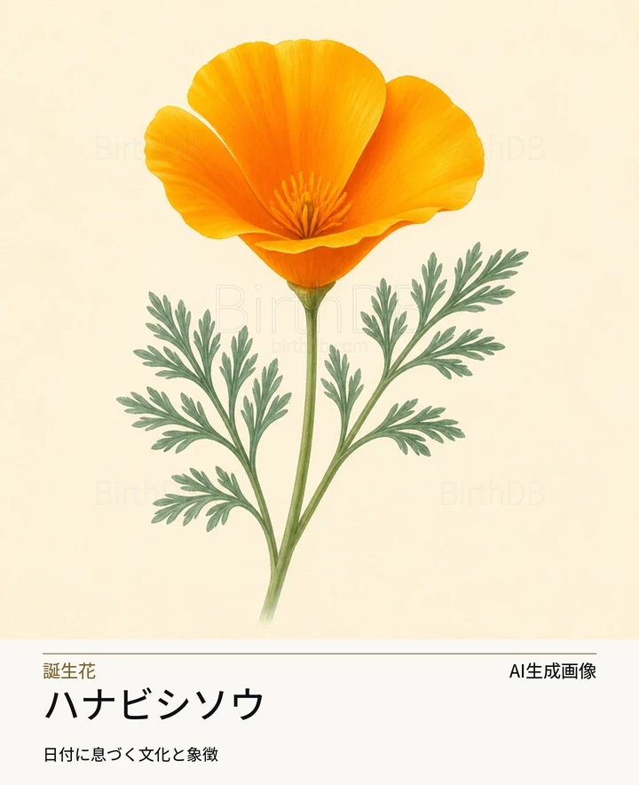 ハナビシソウ — BirthDBのシンボルイラスト(AI生成画像)