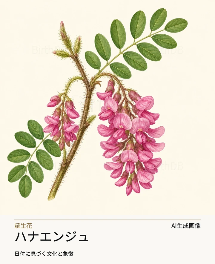 ハナエンジュ — BirthDBのシンボルイラスト(AI生成画像)