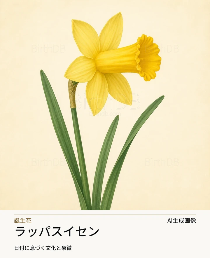 ラッパスイセン — BirthDBのシンボルイラスト(AI生成画像)