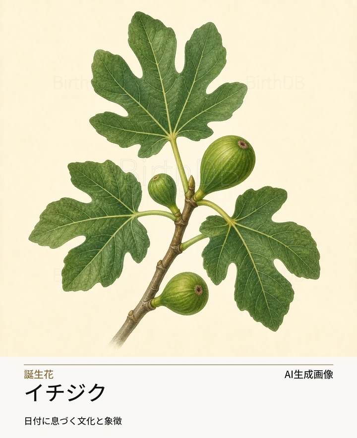イチジク — BirthDBのシンボルイラスト（AI生成画像）