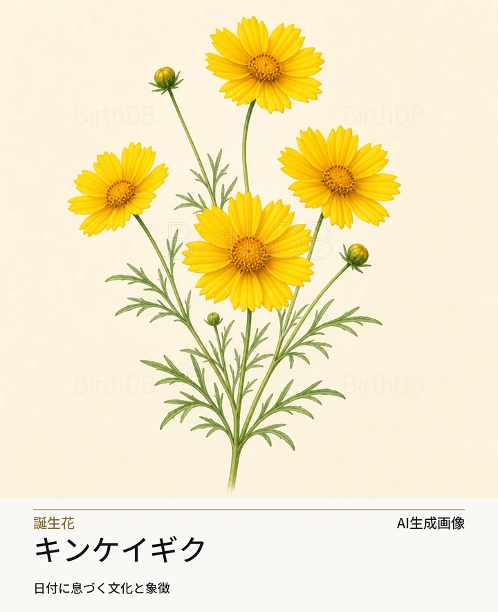 キンケイギク — BirthDBのシンボルイラスト(AI生成画像)