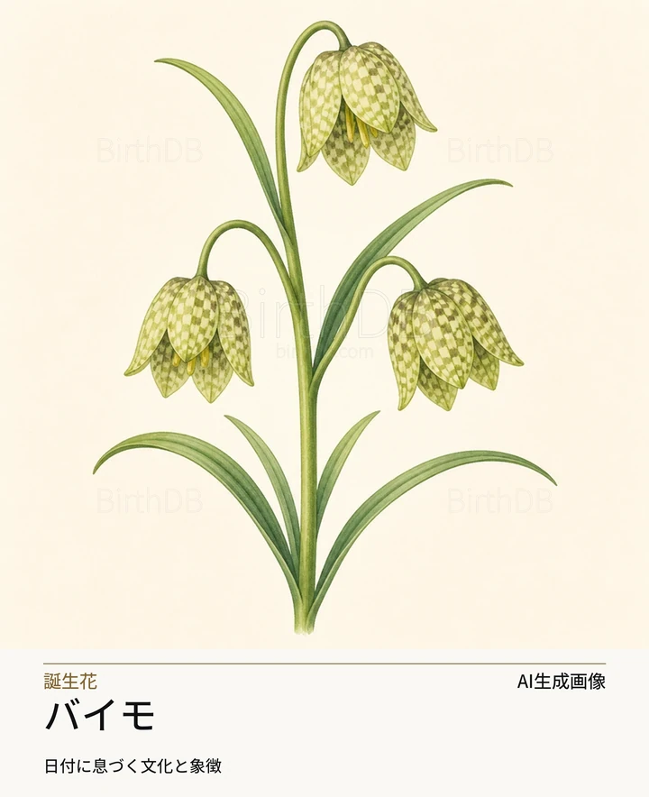 バイモ — BirthDBのシンボルイラスト（AI生成画像）