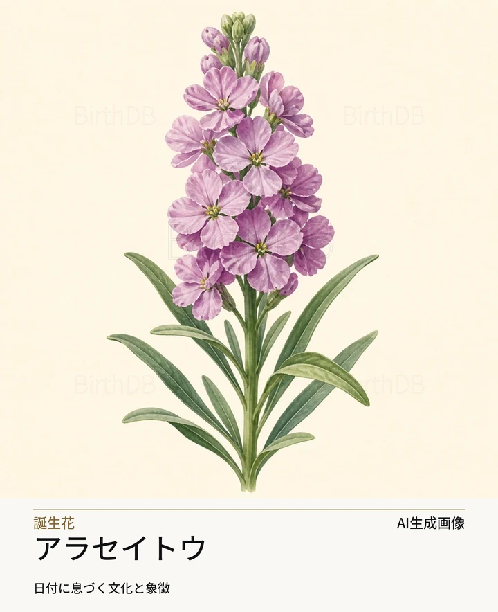 アラセイトウ — BirthDBのシンボルイラスト（AI生成画像）