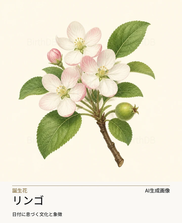 リンゴ — BirthDBのシンボルイラスト(AI生成画像)