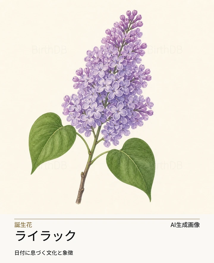 ライラック — BirthDBのシンボルイラスト(AI生成画像)