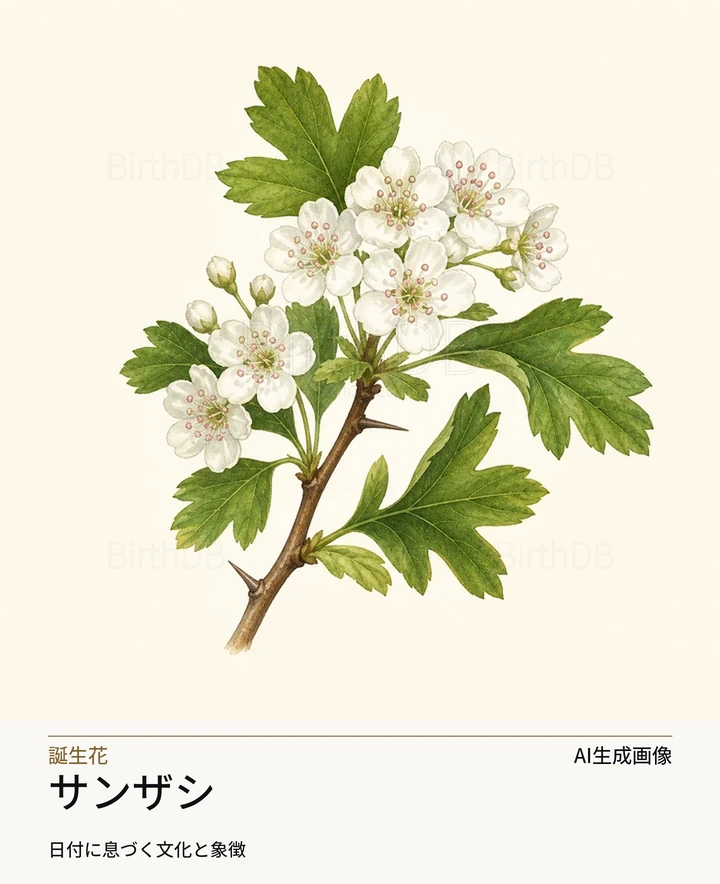 サンザシ — BirthDBのシンボルイラスト(AI生成画像)