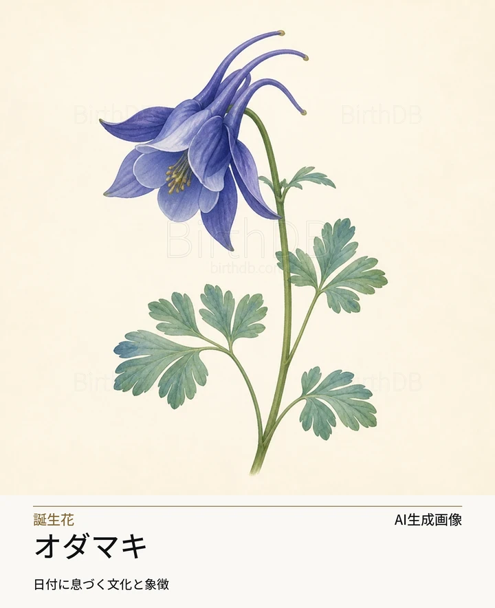 オダマキ — BirthDBのシンボルイラスト(AI生成画像)