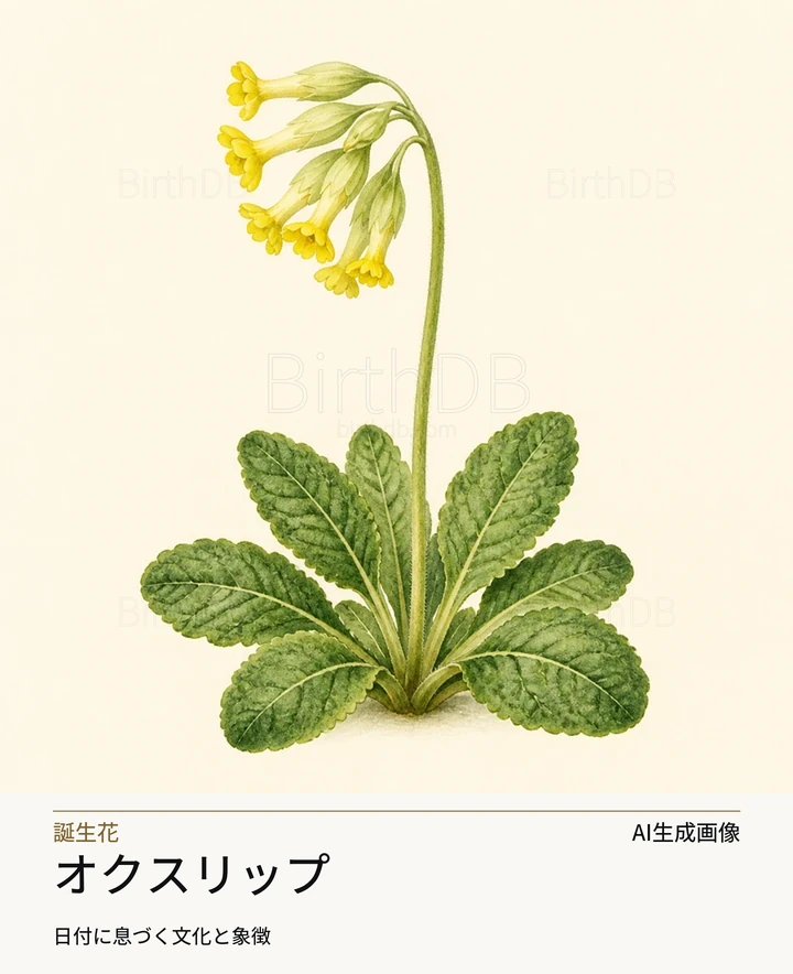 オクスリップ — BirthDBのシンボルイラスト（AI生成画像）