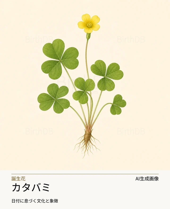 カタバミ — BirthDBのシンボルイラスト（AI生成画像）