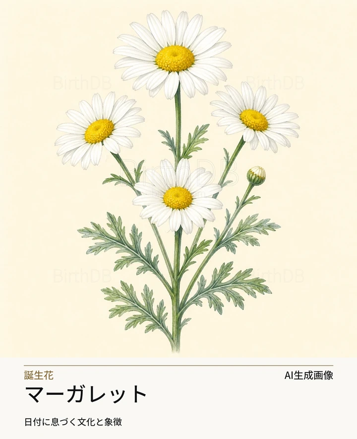 マーガレット — BirthDBのシンボルイラスト(AI生成画像)