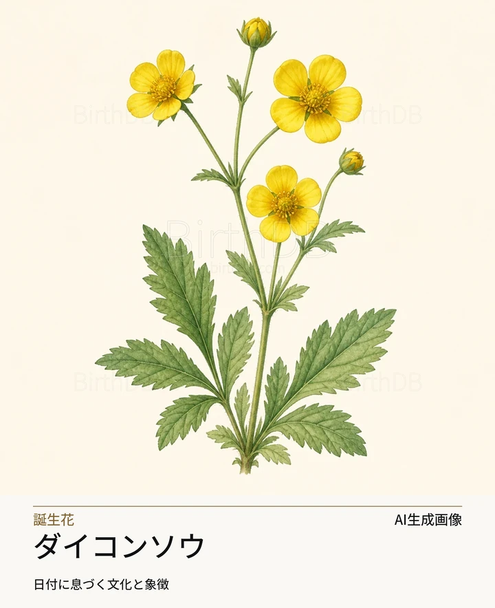 ダイコンソウ — BirthDBのシンボルイラスト(AI生成画像)