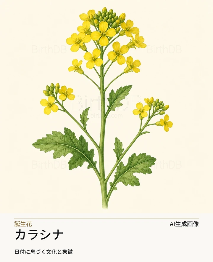 カラシナ — BirthDBのシンボルイラスト（AI生成画像）