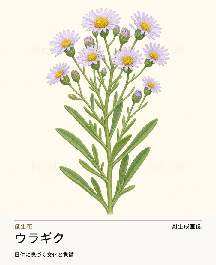 ウラギク — BirthDBのシンボルイラスト（AI生成画像）
