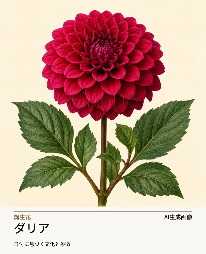 ダリア — BirthDBのシンボルイラスト（AI生成画像）