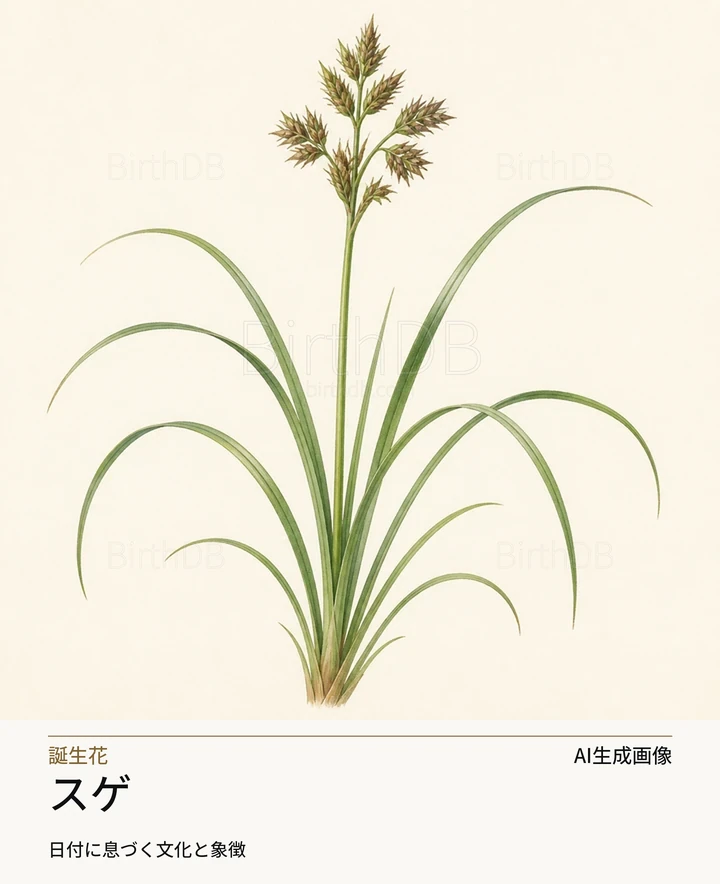 スゲ — BirthDBのシンボルイラスト(AI生成画像)