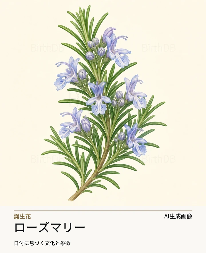 ローズマリー — BirthDBのシンボルイラスト（AI生成画像）