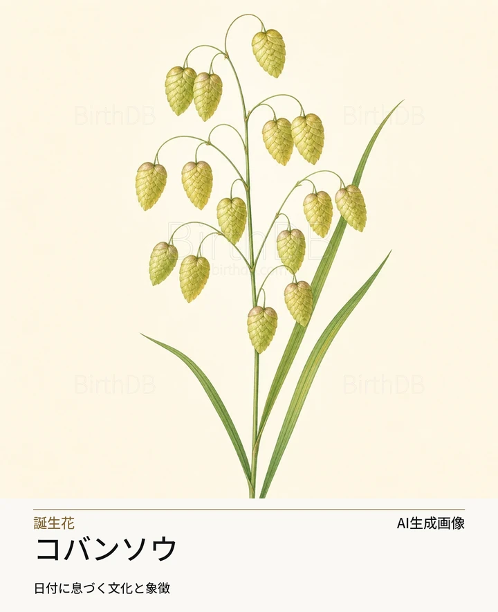 コバンソウ — BirthDBのシンボルイラスト(AI生成画像)