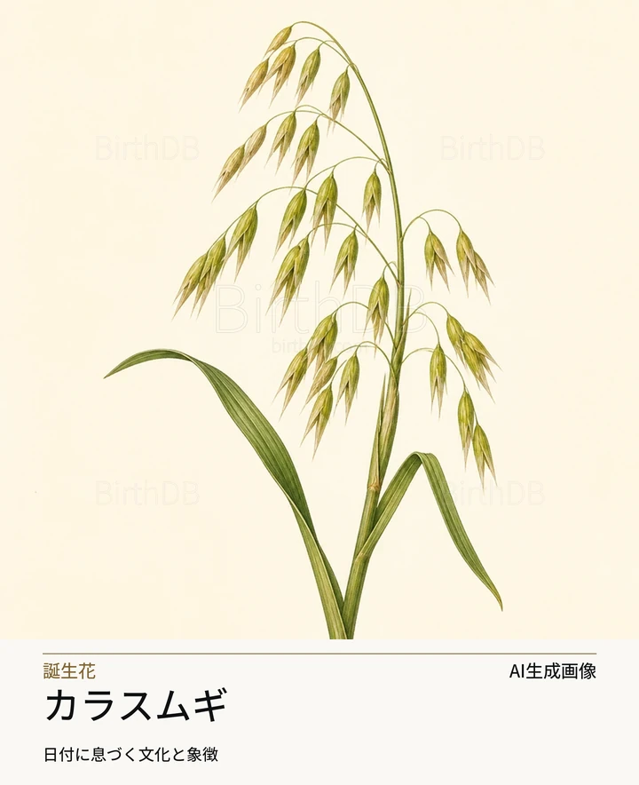 カラスムギ — BirthDBのシンボルイラスト（AI生成画像）