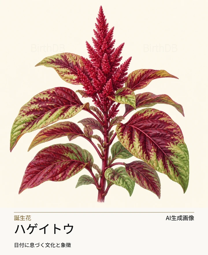 ハゲイトウ — BirthDBのシンボルイラスト(AI生成画像)
