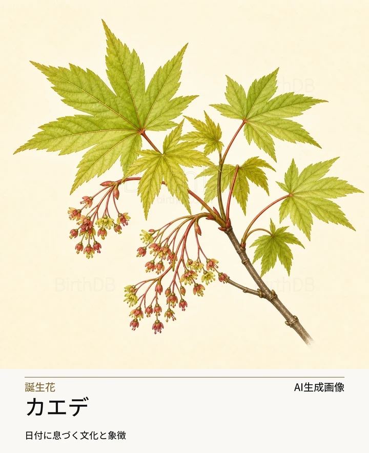 カエデ — BirthDBのシンボルイラスト（AI生成画像）