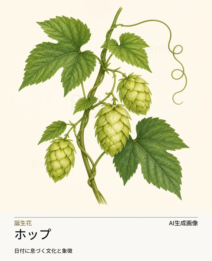ホップ — BirthDBのシンボルイラスト(AI生成画像)