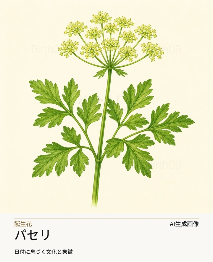 パセリ — BirthDBのシンボルイラスト（AI生成画像）