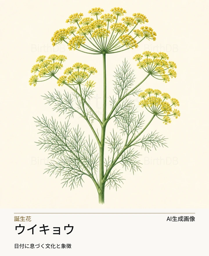 ウイキョウ — BirthDBのシンボルイラスト(AI生成画像)