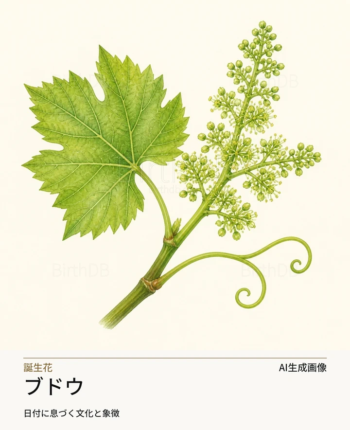 ブドウ — BirthDBのシンボルイラスト（AI生成画像）