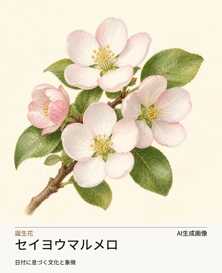 セイヨウマルメロ — BirthDBのシンボルイラスト(AI生成画像)