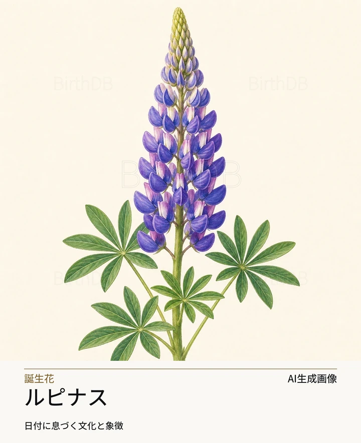 ルピナス — BirthDBのシンボルイラスト（AI生成画像）