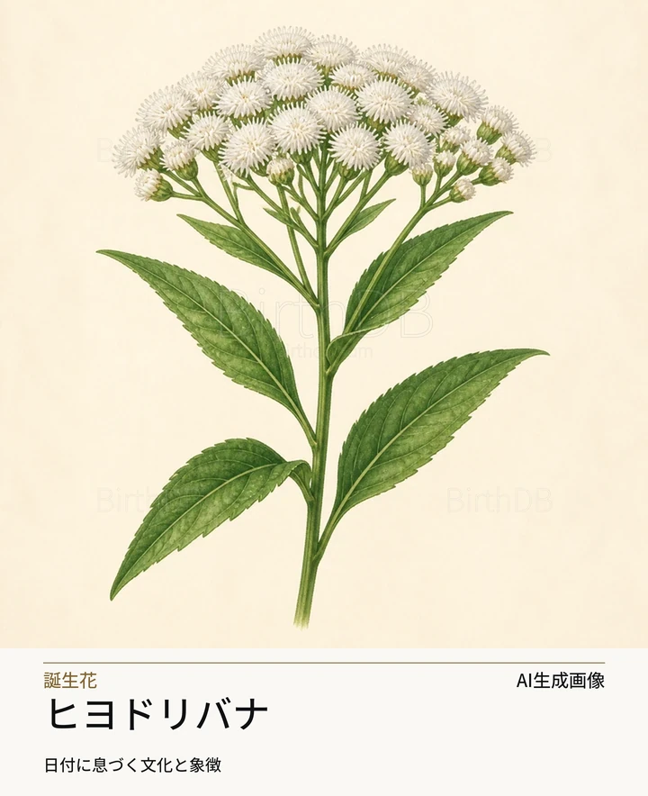 ヒヨドリバナ — BirthDBのシンボルイラスト（AI生成画像）