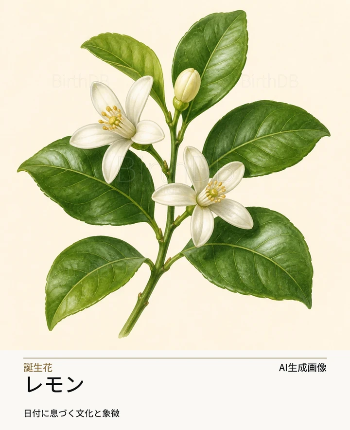 レモン — BirthDBのシンボルイラスト（AI生成画像）