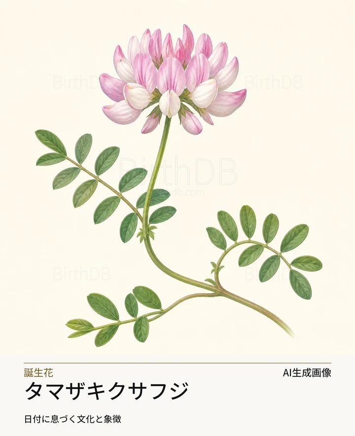 タマザキクサフジ — BirthDBのシンボルイラスト(AI生成画像)
