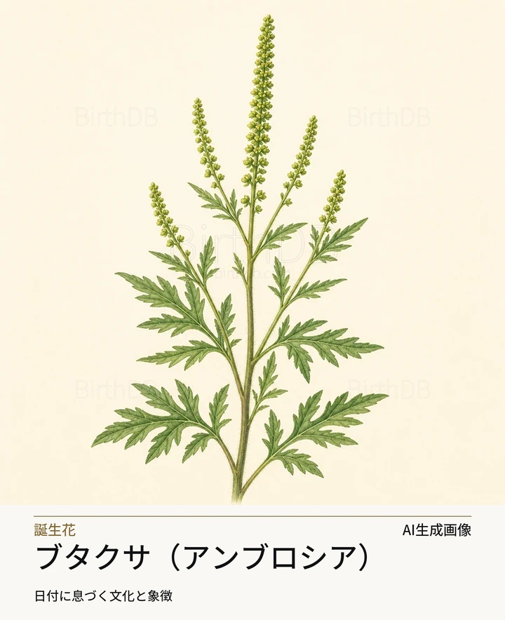 ブタクサ(アンブロシア) — BirthDBのシンボルイラスト(AI生成画像)