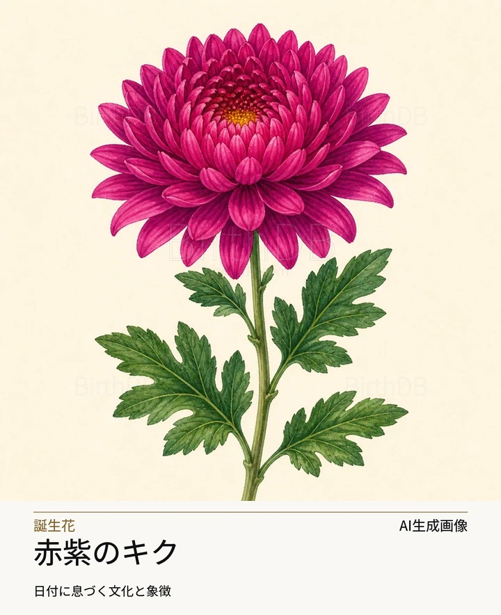 赤紫のキク — BirthDBのシンボルイラスト(AI生成画像)