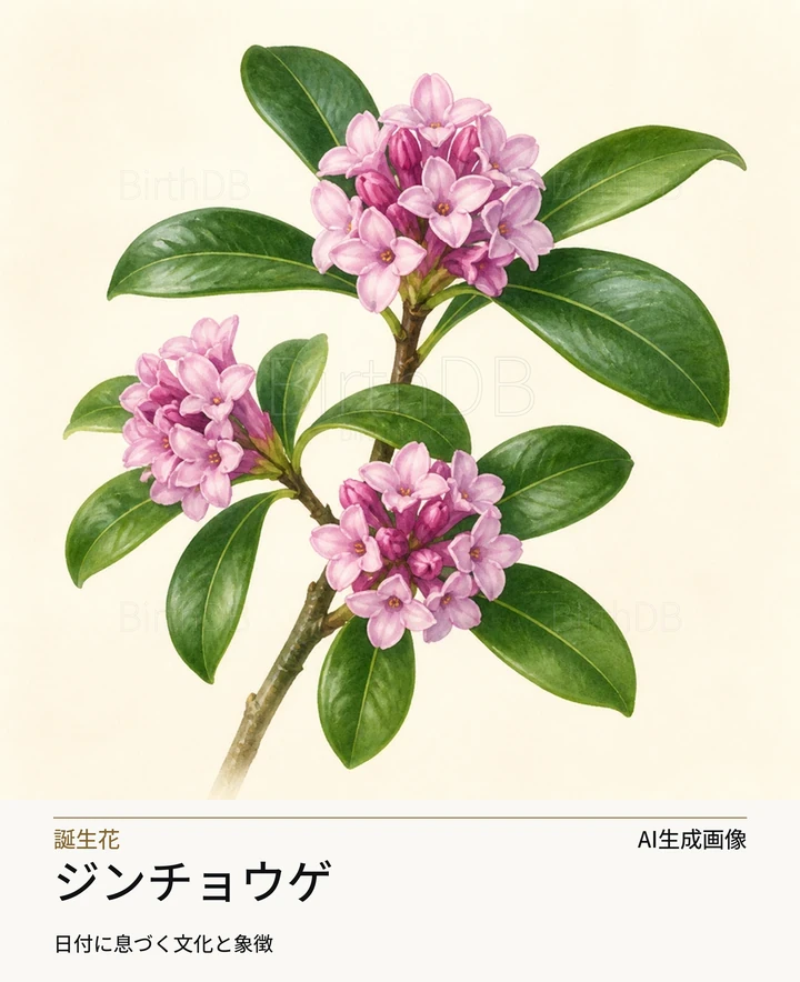 ジンチョウゲ — BirthDBのシンボルイラスト(AI生成画像)