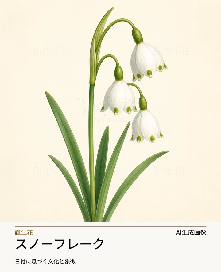 スノーフレーク — BirthDBのシンボルイラスト(AI生成画像)