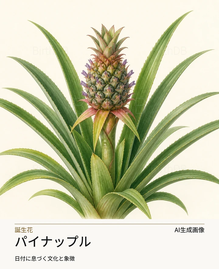 パイナップル — BirthDBのシンボルイラスト（AI生成画像）