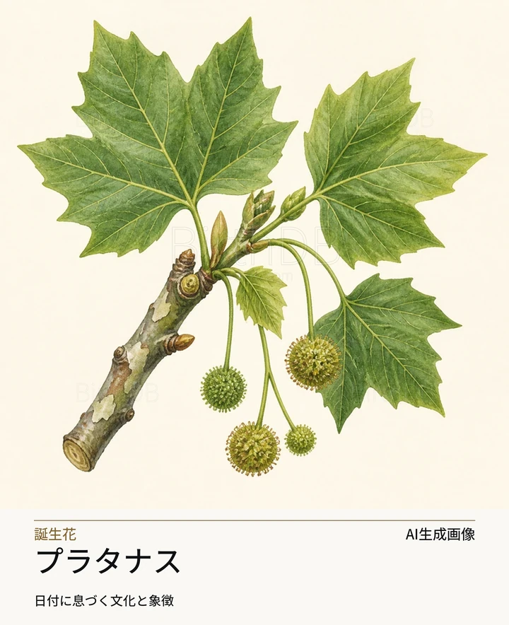 プラタナス — BirthDBのシンボルイラスト（AI生成画像）