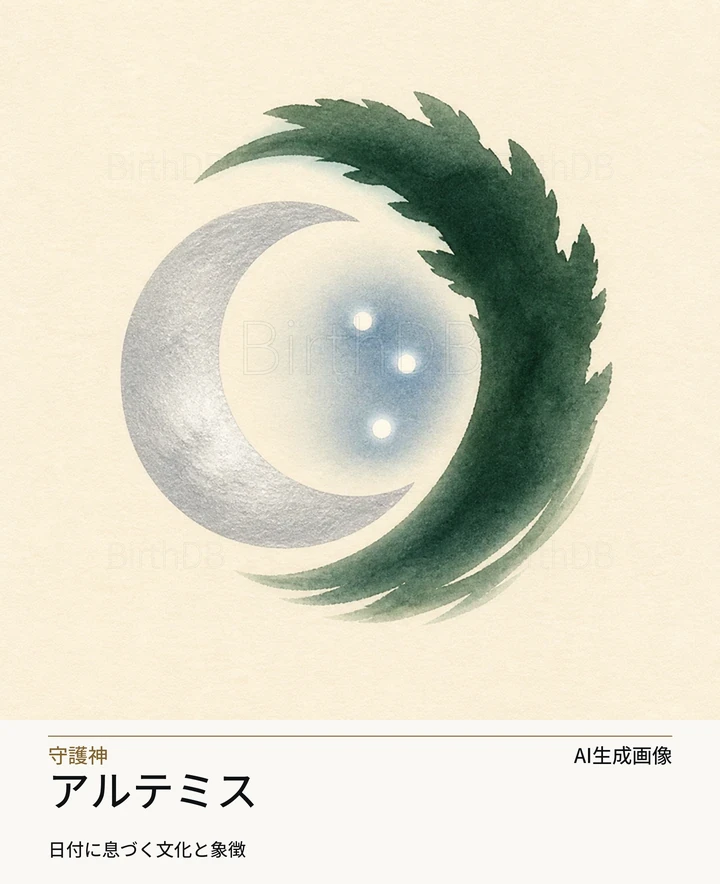 アルテミス — BirthDBのシンボルイラスト（AI生成画像）