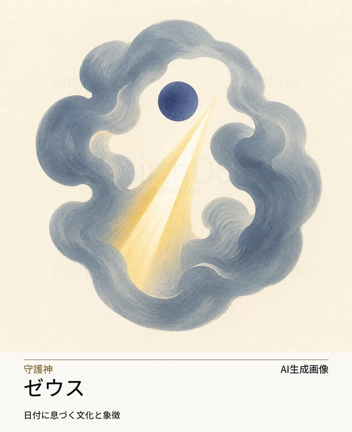 ゼウス — BirthDBのシンボルイラスト（AI生成画像）