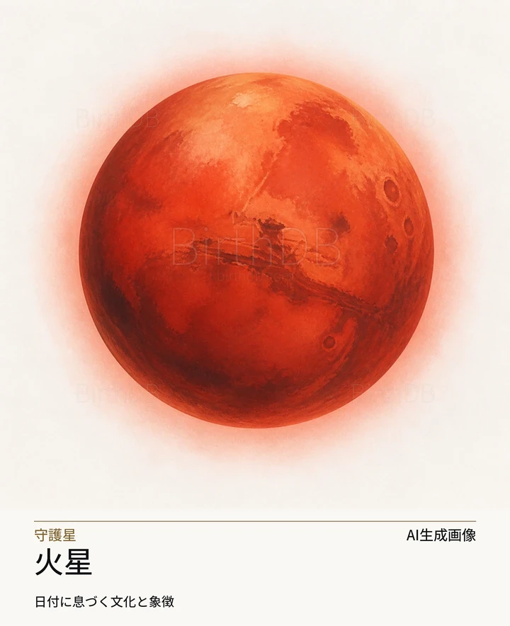 火星 — BirthDBのシンボルイラスト（AI生成画像）
