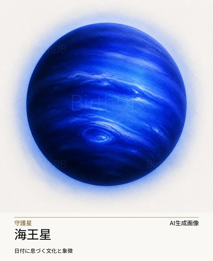 海王星 — BirthDBのシンボルイラスト（AI生成画像）