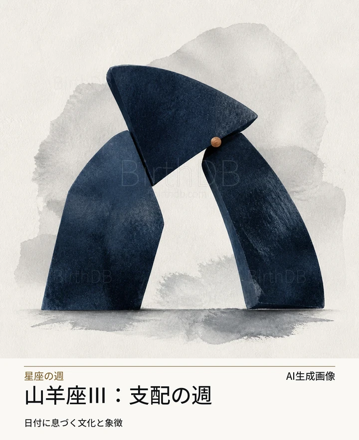 山羊座Ⅲ：支配の週 — BirthDBのシンボルイラスト（AI生成画像）