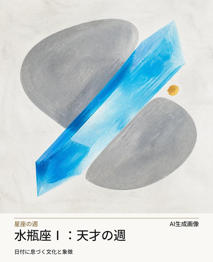 水瓶座Ⅰ：天才の週 — BirthDBのシンボルイラスト（AI生成画像）