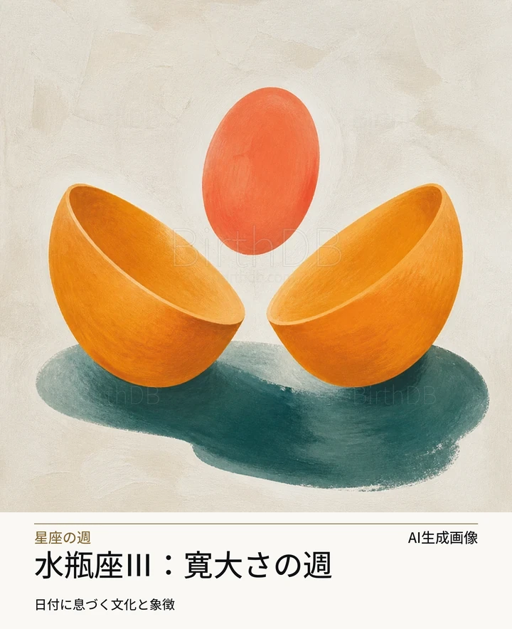 水瓶座Ⅲ：寛大さの週 — BirthDBのシンボルイラスト（AI生成画像）