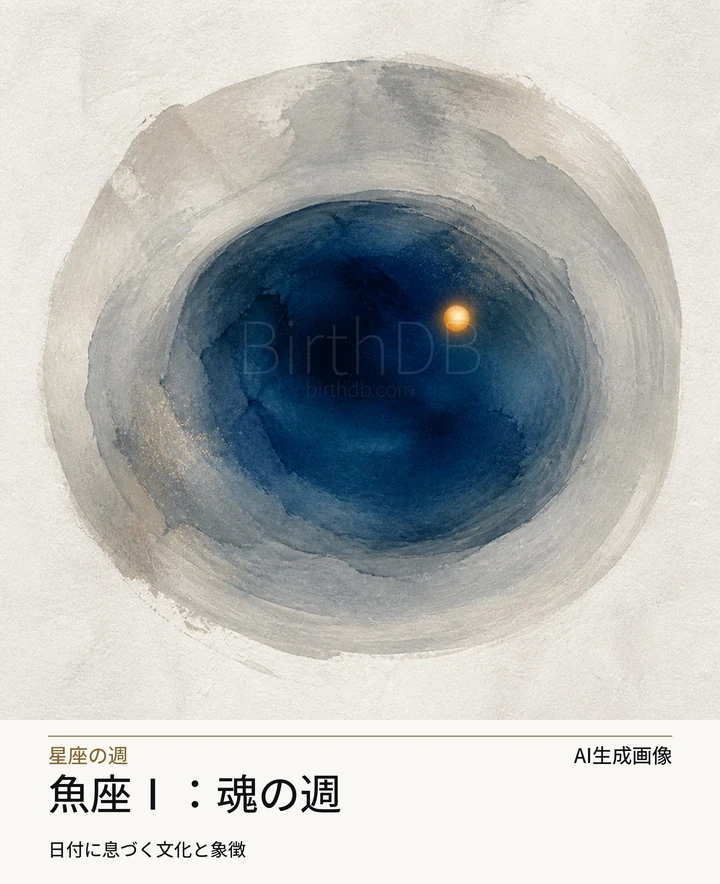 魚座Ⅰ：魂の週 — BirthDBのシンボルイラスト（AI生成画像）