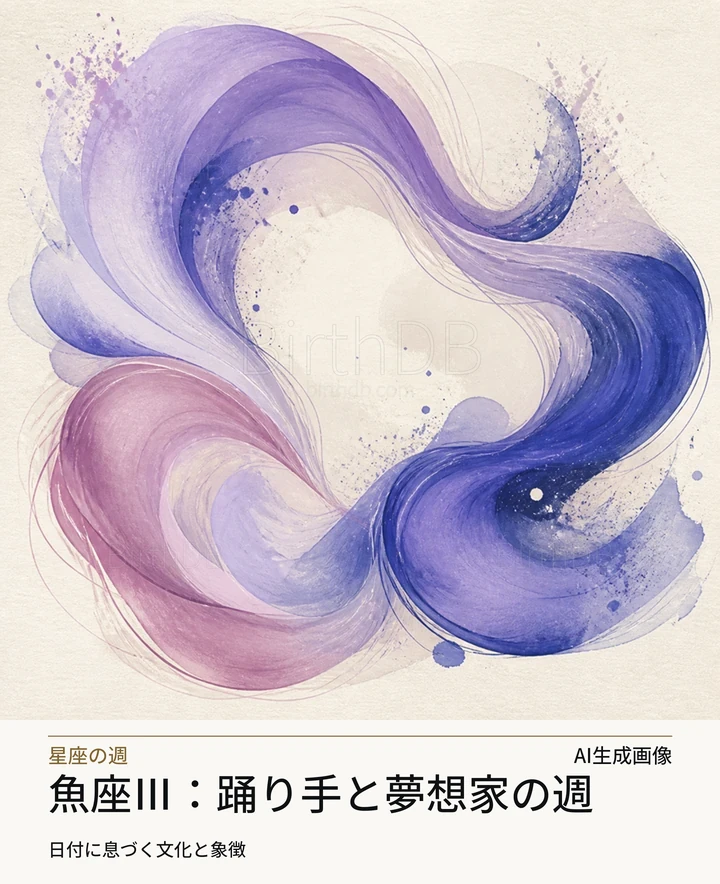 魚座Ⅲ：踊り手と夢想家の週 — BirthDBのシンボルイラスト（AI生成画像）