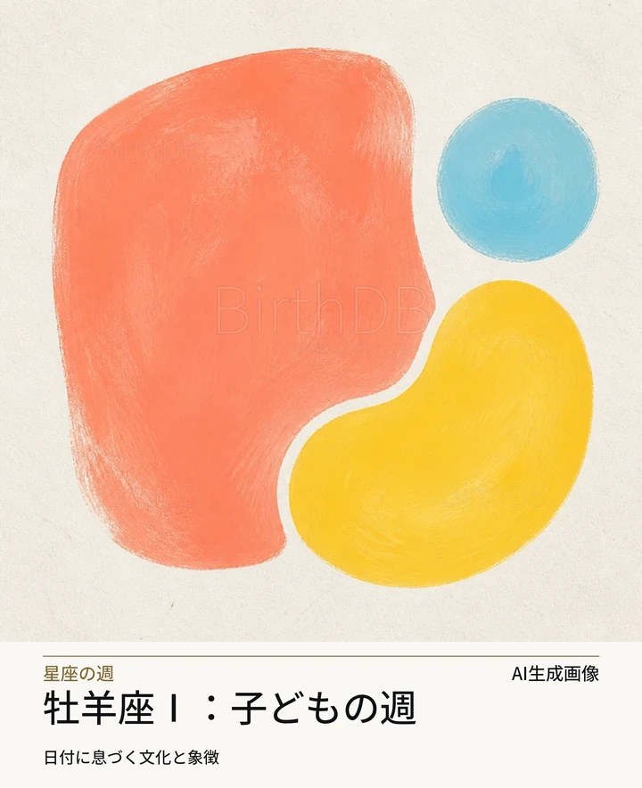 牡羊座Ⅰ：子どもの週 — BirthDBのシンボルイラスト（AI生成画像）